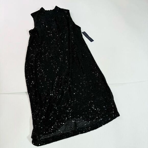 Rachel Rachel Roy Dress Womens 20w Shift Sleeveless  Black Sequins Mockneck New - Picture 1 of 13